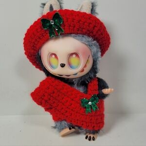 Labubu Outfit Cute Knit Outfit With Green Bows